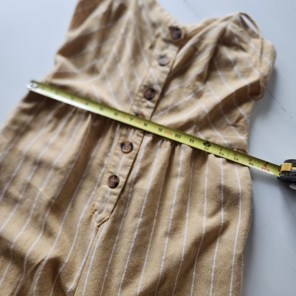 Linen Striped Yellow Jumpsuit - Picture 8 of 10